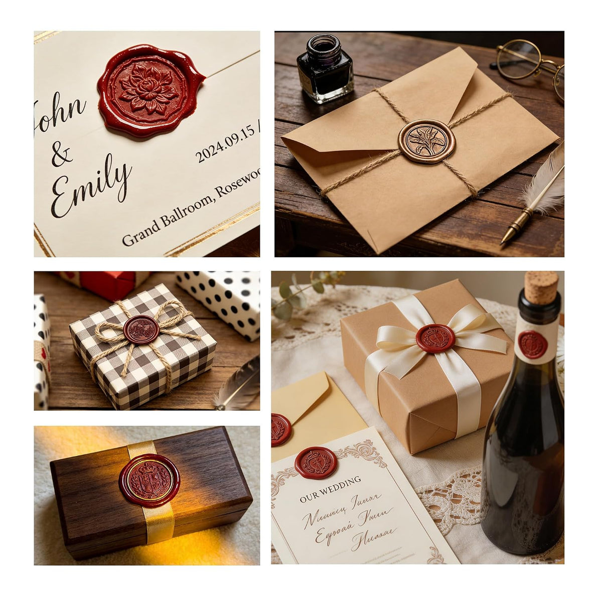 Rose Wax Seal Stamp Kit, 600 Pcs Smooth Melt Sealing Wax Beads