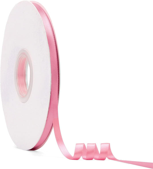 3/8" x 50Yds Peach Pink Double Faced Satin Ribbon,High Density Solid Color Ribbon,Great for Crafts,Gift Wrapping,Sewing,Wedding&Christmas Decor (3/8" x 50Yds, Peach Pink)