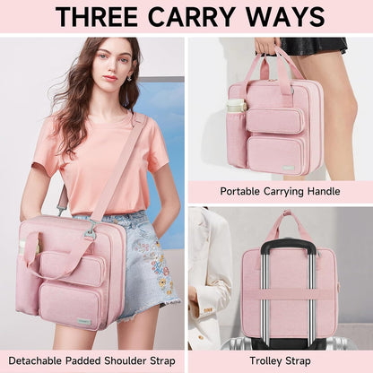 Zipper Binder 3 Ring, 500 Sheets Capacity, Binder 2 Inch with Shoulder Strap Fits 13 Inch Laptop for School and Office,Pink
