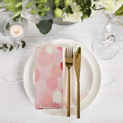 6pcs Cloth Napkins, Watercolor Pink White Dots Pattern Polyester Napkins 20"x 20" Washable Perfect for Wedding Party Dinner Cocktail Restaurant Home Kitchen