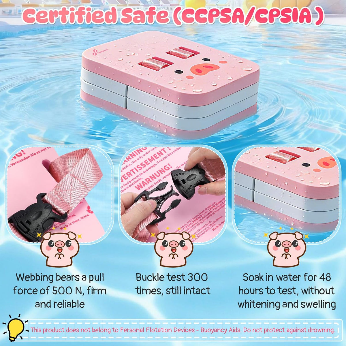 Back Board for Kids: Swimming Training Belt Swim Trainer with Adjustable Belt & Layers Thicken Foam Training Board for Children Swimming Beginners