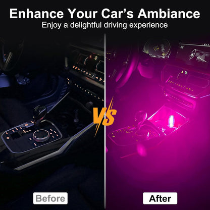 2 PCS Car USB Night Light Bulb, Touch Dimmable Car Interior Ambient Lights, Portable Mini USB Retro Glass Bottle Lamp Decorations for Vehicle, Bedroom, Hallway, Camping (Pink)