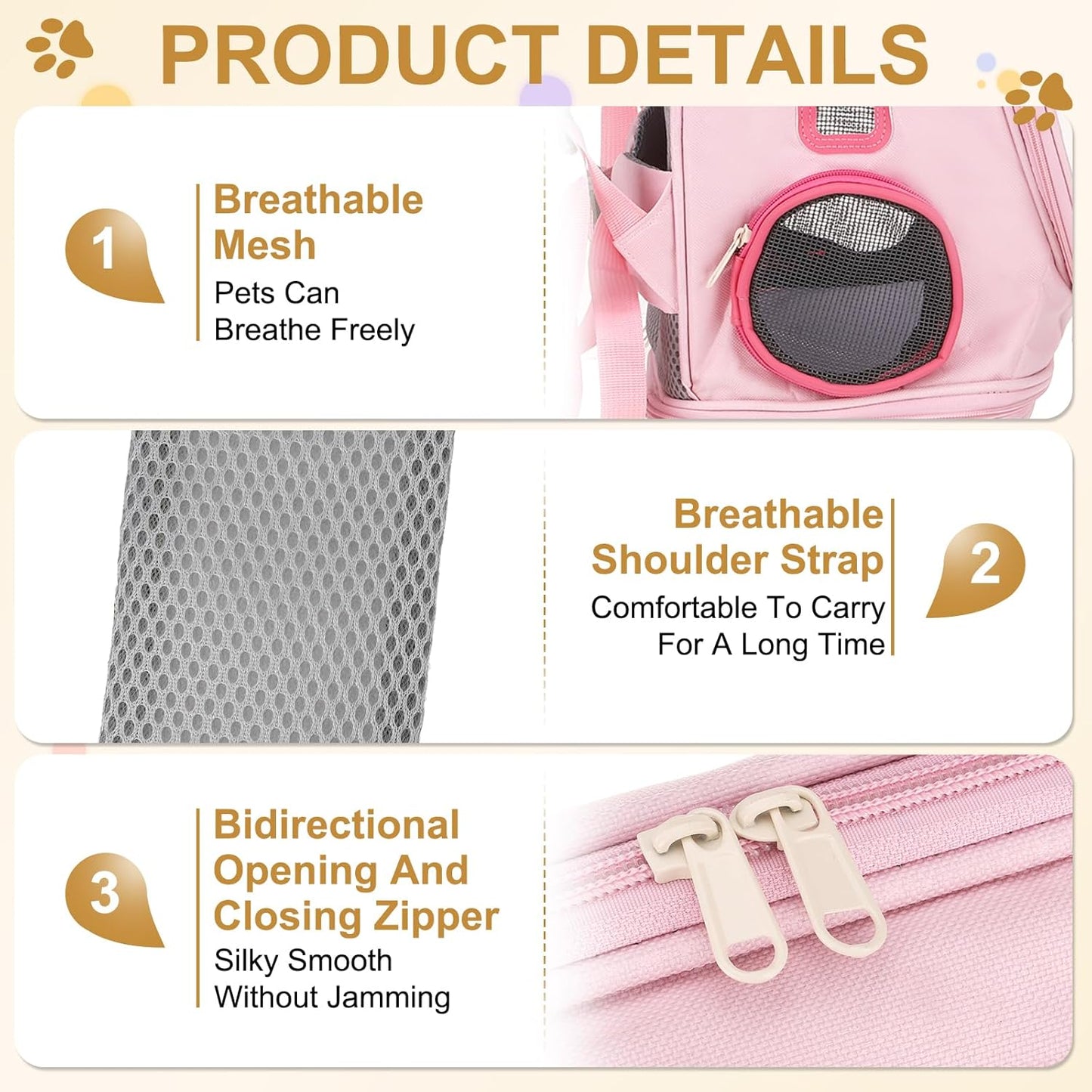 Pet Backpack Carrier, Portable and Ventilated, Oxford Cloth, Dog Cat Travel Bag with Transparent Cover 12.99", (Pink, 1 Pcs), Intended for Hiking/Camping/Traveling