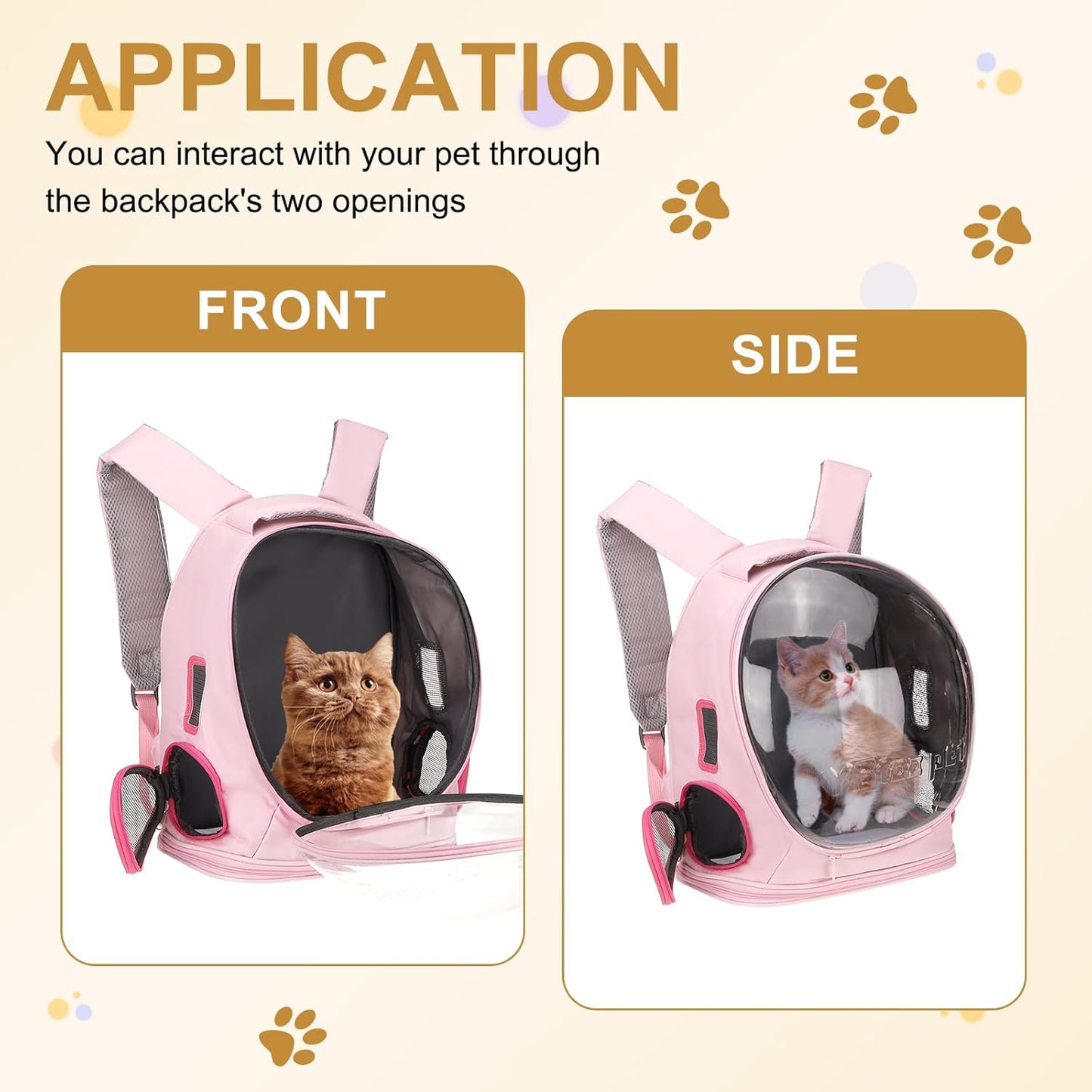 Pet Backpack Carrier, Portable and Ventilated, Oxford Cloth, Dog Cat Travel Bag with Transparent Cover 12.99", (Pink, 1 Pcs), Intended for Hiking/Camping/Traveling