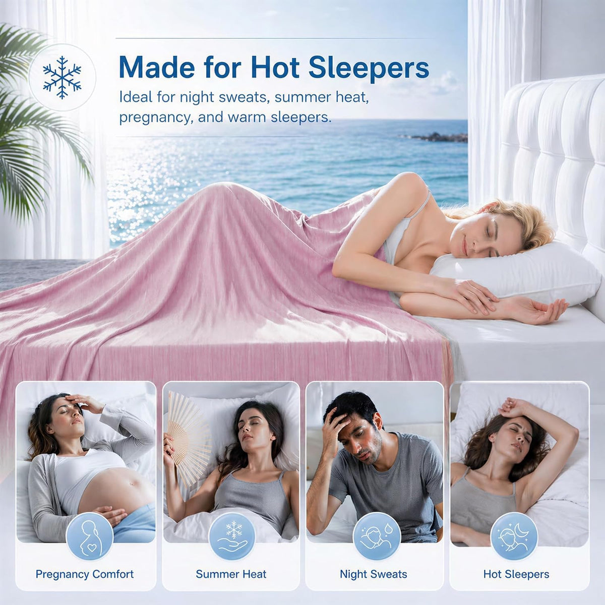 Cooling Blanket for Hot Sleepers - Lightweight Breathable Cool Cold Blanket - Keep Cool for Night Sweats, Soft Thin Ice Throw Blankets for Bed Couch Sofa, (Pink, 50"x70")