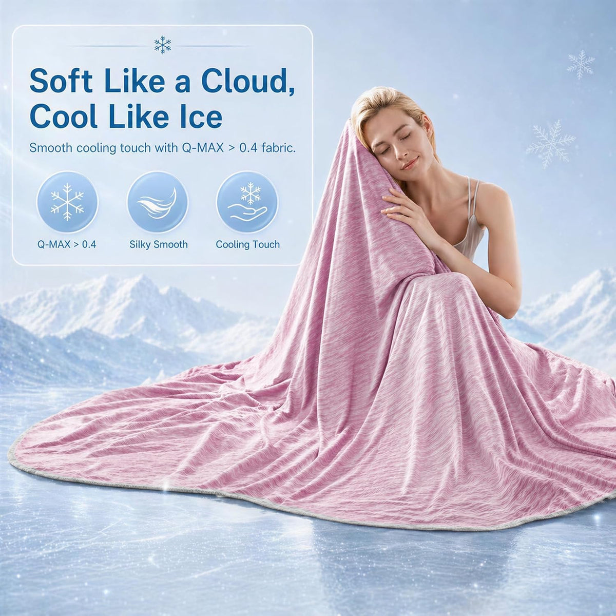 Cooling Blanket for Hot Sleepers - Lightweight Breathable Cool Cold Blanket - Keep Cool for Night Sweats, Soft Thin Ice Throw Blankets for Bed Couch Sofa, (Pink, 50"x70")
