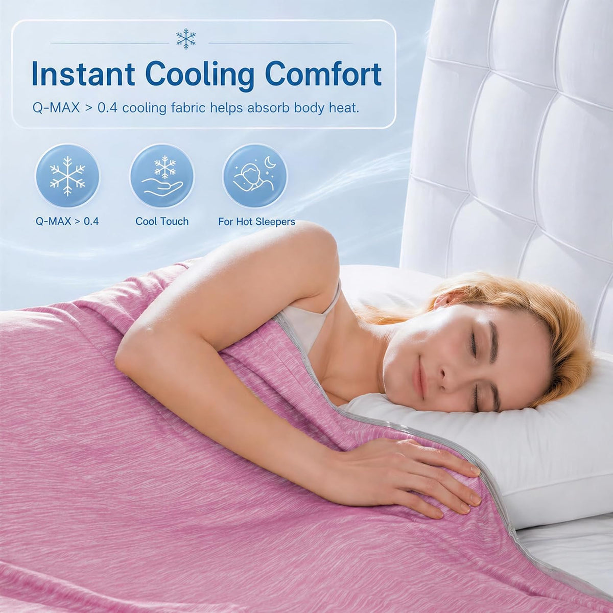 Cooling Blanket for Hot Sleepers - Lightweight Breathable Cool Cold Blanket - Keep Cool for Night Sweats, Soft Thin Ice Throw Blankets for Bed Couch Sofa, (Pink, 50"x70")