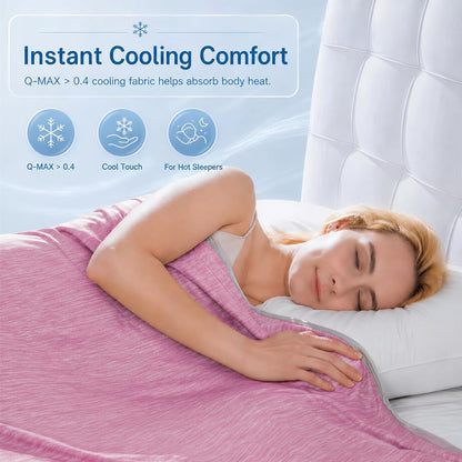 Cooling Blanket for Hot Sleepers - Lightweight Breathable Cool Cold Blanket - Keep Cool for Night Sweats, Soft Thin Ice Throw Blankets for Bed Couch Sofa, (Pink, 50"x70")
