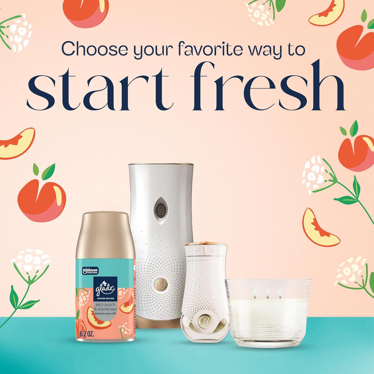 PlugIns Refills Air Freshener, Juicy Peach & Elderflower, Scented and Essential Oils for Home and Bathroom, 0.67 Fl Oz, 5 Count