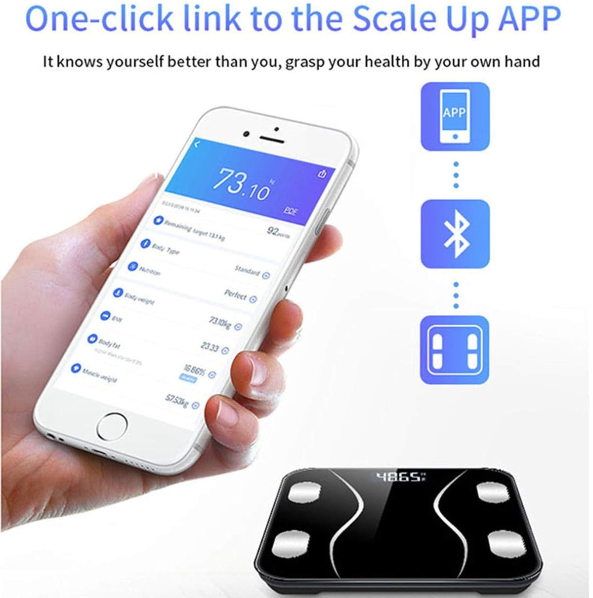 Scale for Body Weight,USB Rechargeable Accurate LCD Display Smart Digital Bathroom Scales for Fat Percentage,Muscle Mass,Bmi,Body Fat,13 Body Composition Analyzer Sync with Fitness App