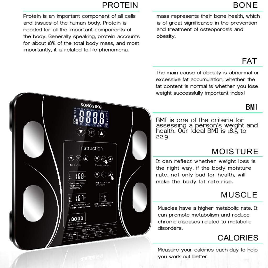 Scale for Body Weight,USB Rechargeable Accurate LCD Display Smart Digital Bathroom Scales for Fat Percentage,Muscle Mass,Bmi,Body Fat,13 Body Composition Analyzer Sync with Fitness App