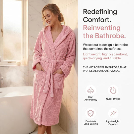 Hooded Bathrobes for Women, Soft Long Towel Robes for Women - Quick Dry yet Warm