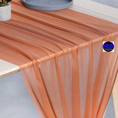 ® Pack of 10, 10ft Chiffon Table Runner 29 x 120 Inches, Sheer Wedding Runner Romantic Rustic Table Runner for Wedding Decoration, Birthday Party, Bridal Shower, Party Arch Décor - Coral Peach