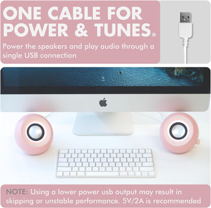 Pink Computer Speakers for Desktop PC with RGB Lighting, Bluetooth, USB, and AUX - Triple Mode Connection, Dual 2.25" Drivers for Work and Play, Bluetooth Desktop Speakers for PC - Pink