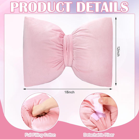 Pink 2 Pcs Coquette Bow Pillow Velvet Bow Decor