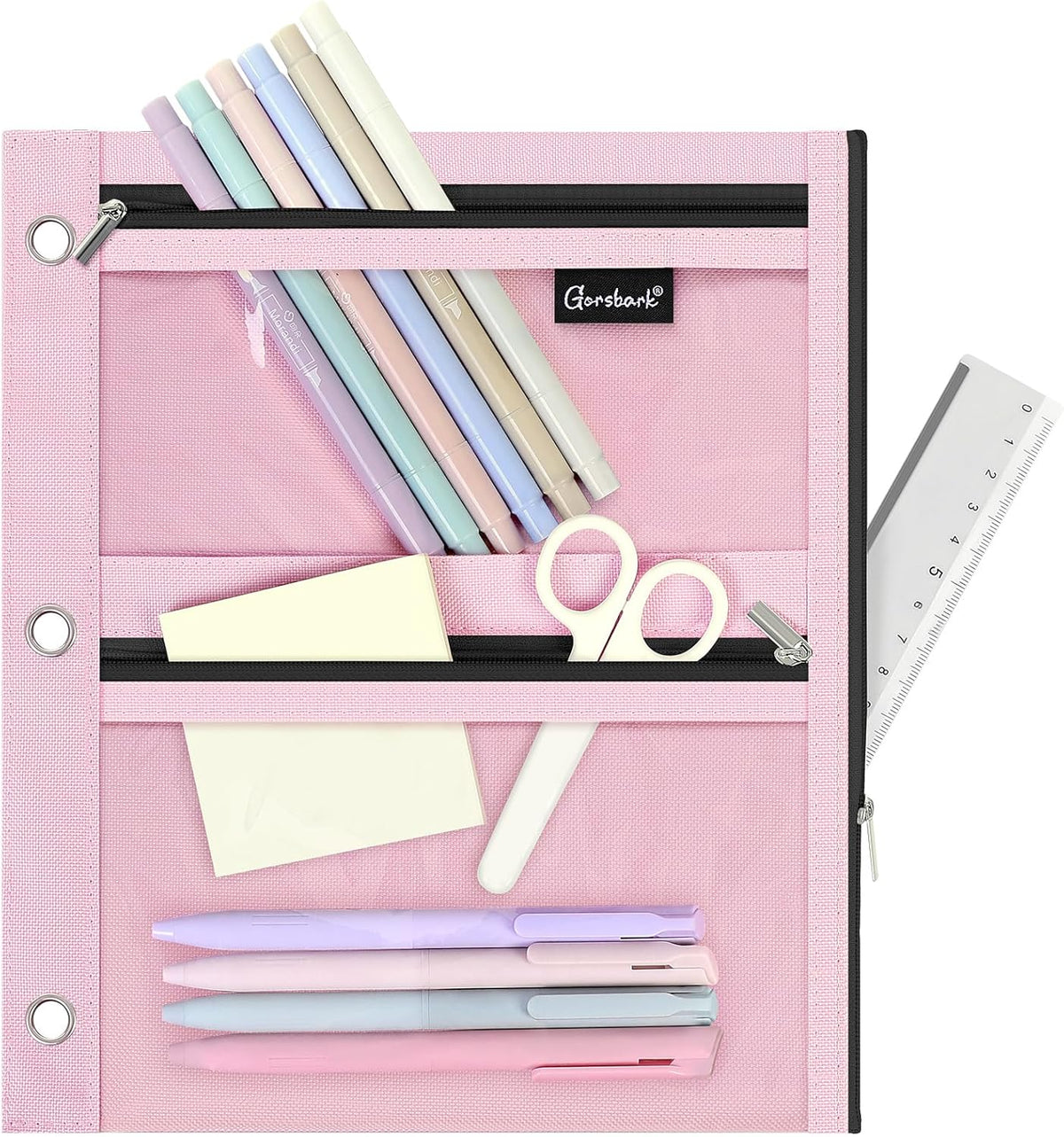 Pencil Pouch for 3 Ring Binder, 11"×9" Clear Window Pencil Bag