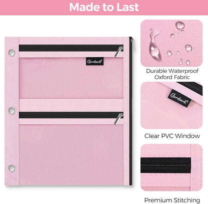 Pencil Pouch for 3 Ring Binder, 11"×9" Clear Window Pencil Bag