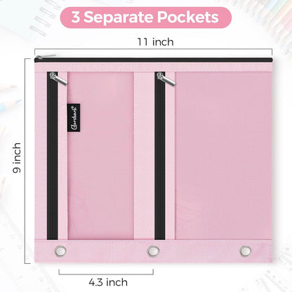 Pencil Pouch for 3 Ring Binder, 11"×9" Clear Window Pencil Bag
