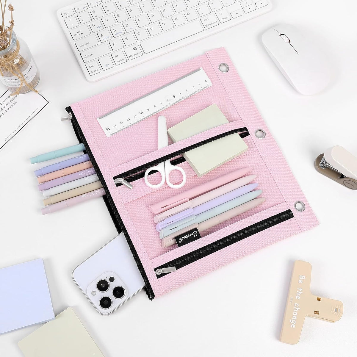Pencil Pouch for 3 Ring Binder, 11"×9" Clear Window Pencil Bag