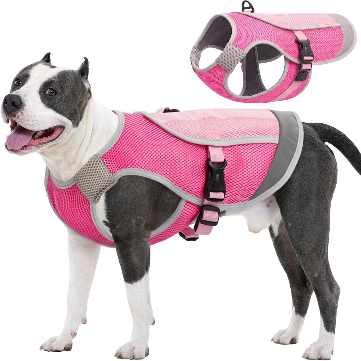 Dog Cooling Vest, Reflective Cooling Jacket for Dogs, Large, Pink