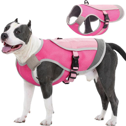 Dog Cooling Vest, Reflective Cooling Jacket for Dogs, Large, Pink