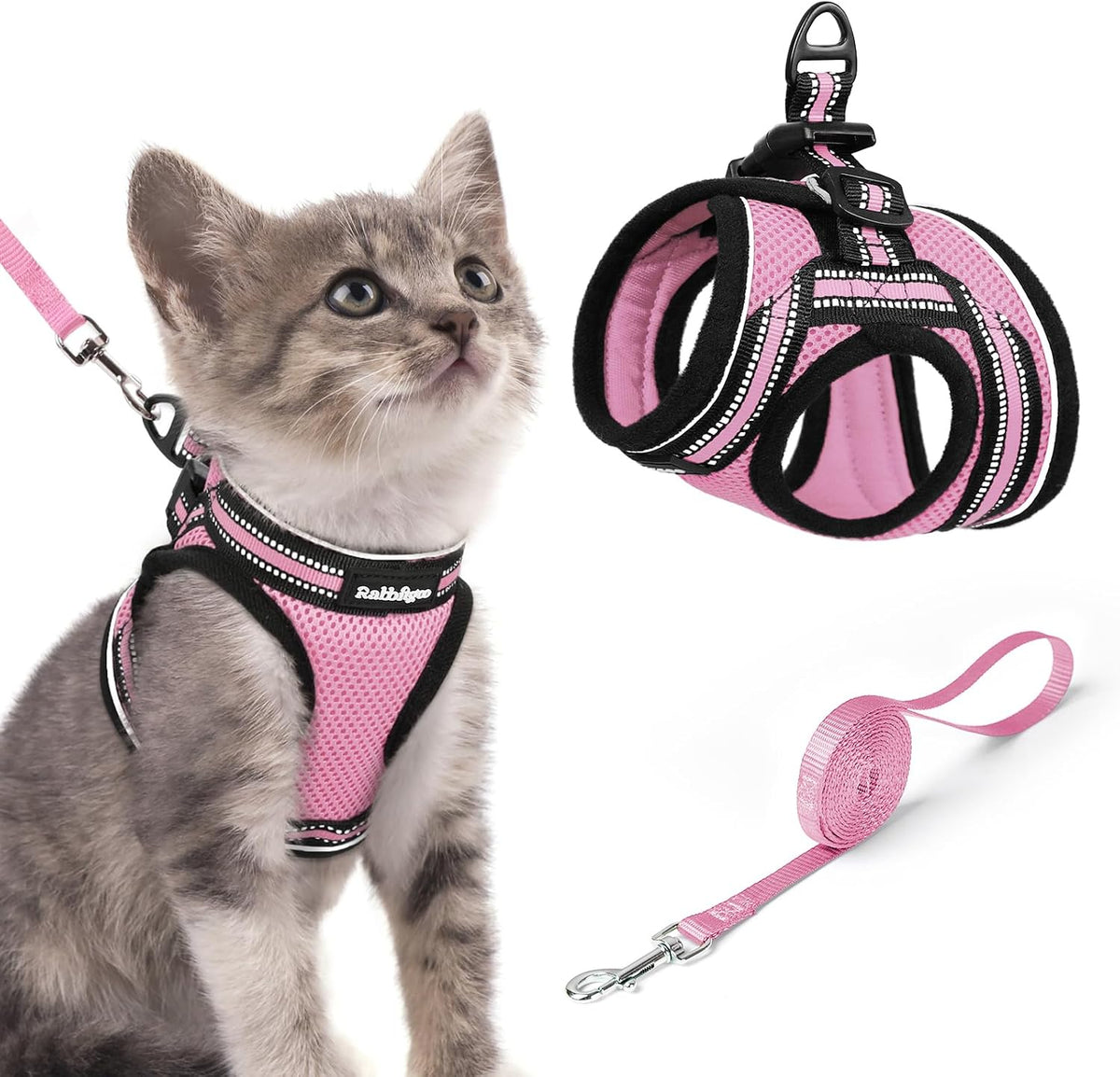 Cat Harness and Leash Set, Step-in Soft Vest, Pink