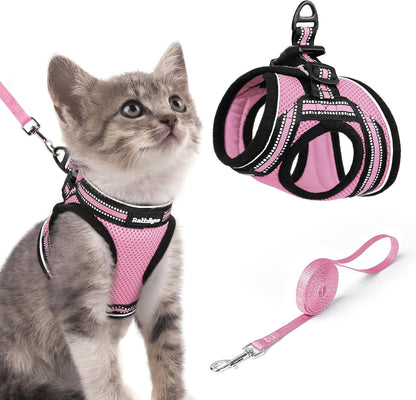 Cat Harness and Leash Set, Step-in Soft Vest, Pink