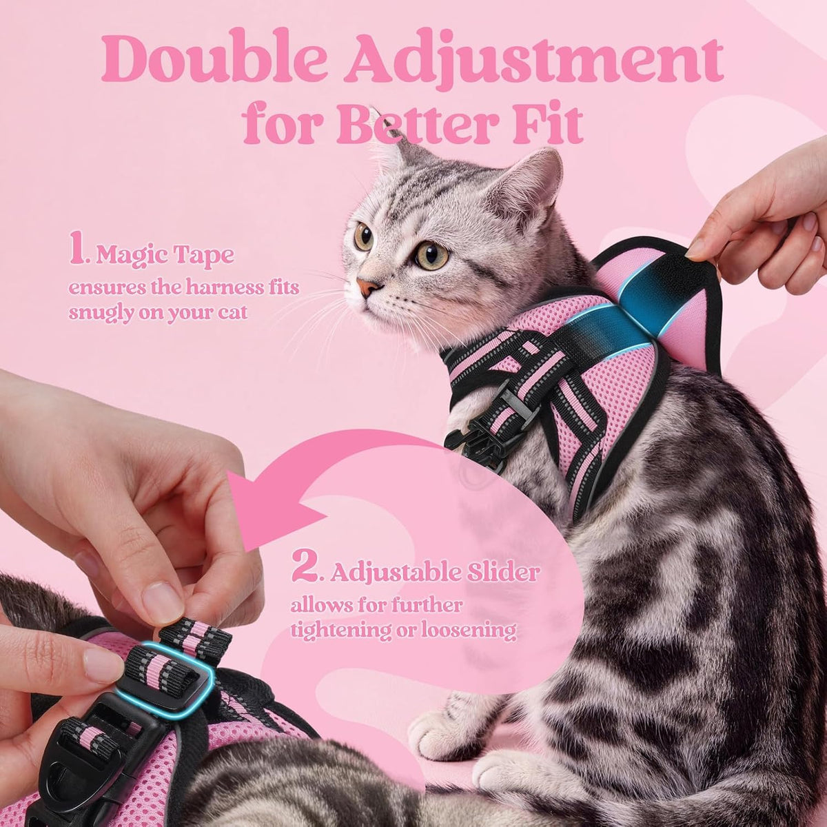 Cat Harness and Leash Set, Step-in Soft Vest, Pink