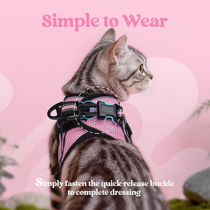 Cat Harness and Leash Set, Step-in Soft Vest, Pink
