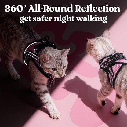 Cat Harness and Leash Set, Step-in Soft Vest, Pink