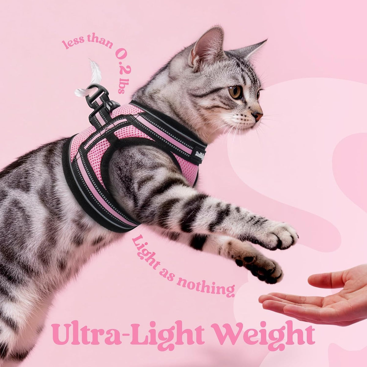 Cat Harness and Leash Set, Step-in Soft Vest, Pink