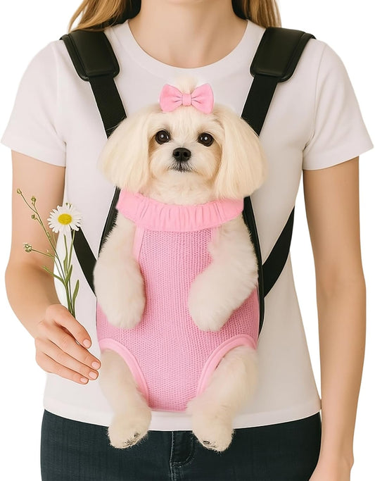 Dog Backpack Carrier, Front Chest Carrier for Small Dogs, Pink, S