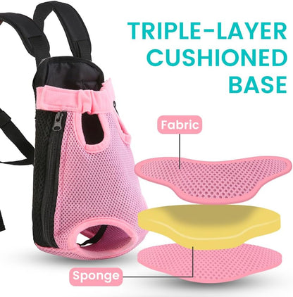 Dog Backpack Carrier, Front Chest Carrier for Small Dogs, Pink, S