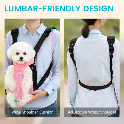 Dog Backpack Carrier, Front Chest Carrier for Small Dogs, Pink, S