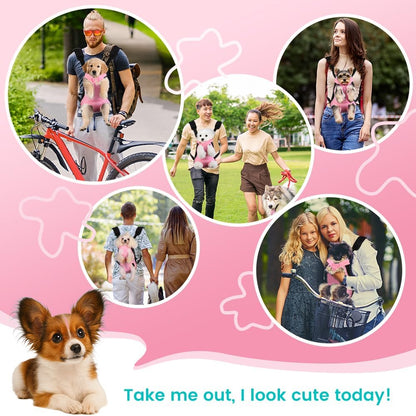 Dog Backpack Carrier, Front Chest Carrier for Small Dogs, Pink, S
