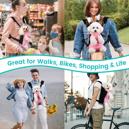 Dog Backpack Carrier, Front Chest Carrier for Small Dogs, Pink, S