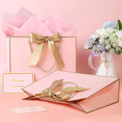 Pink Gift Bags with Handles, 13" Medium Gift Bags with Tissue Paper
