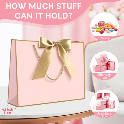 Pink Gift Bags with Handles, 13" Medium Gift Bags with Tissue Paper