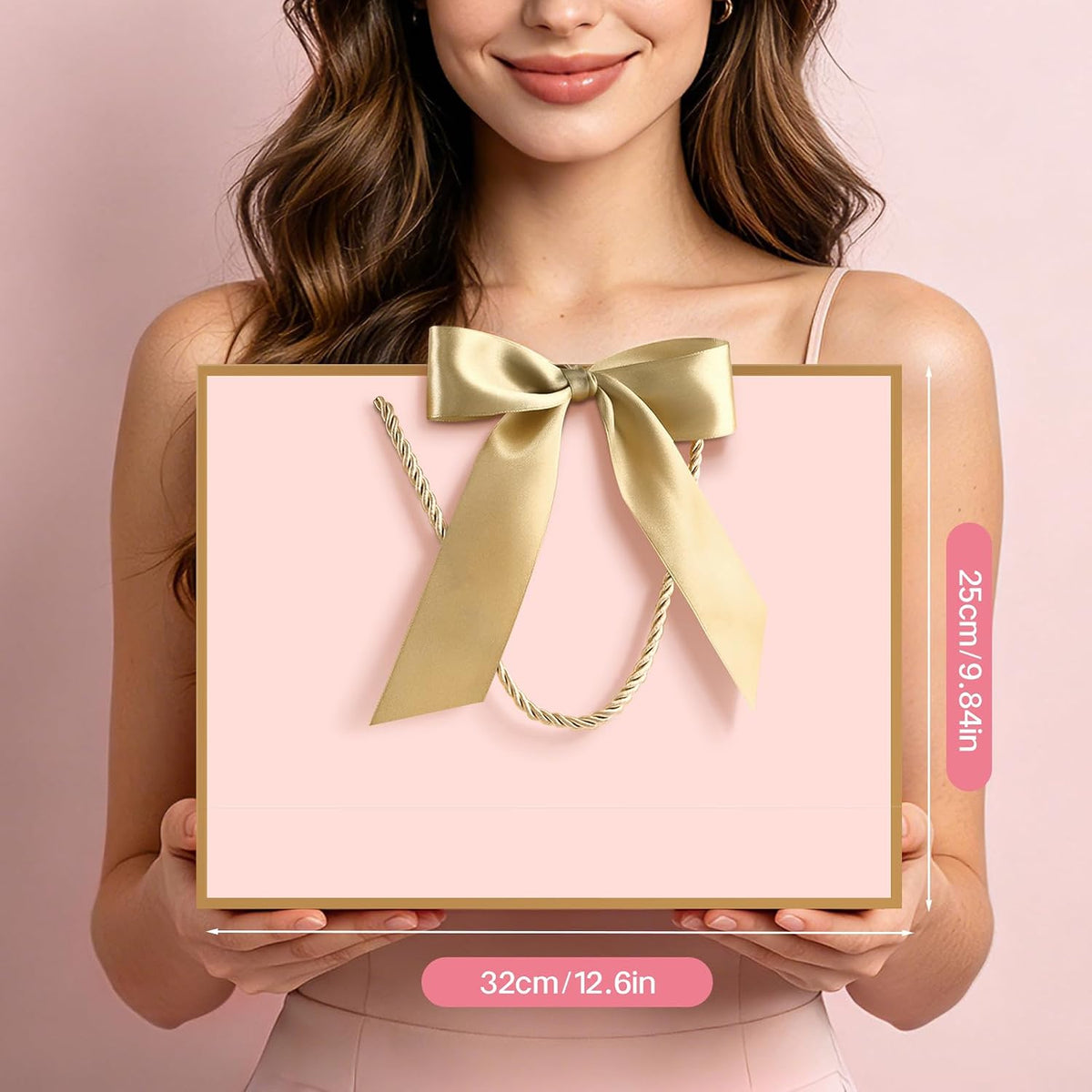 Pink Gift Bags with Handles, 13" Medium Gift Bags with Tissue Paper