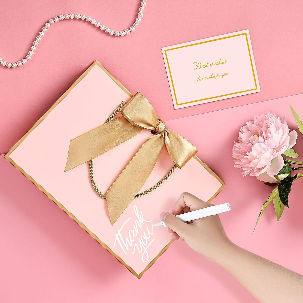 Pink Gift Bags with Handles, 13" Medium Gift Bags with Tissue Paper