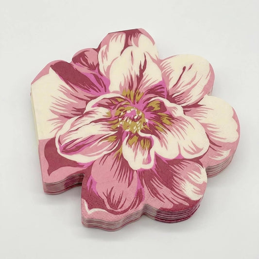 Unique Irregular Shape Printed Flower Paper Napkins Cute Cocktail Napkins 32x33cm/2-Ply/20-Count (Pink)