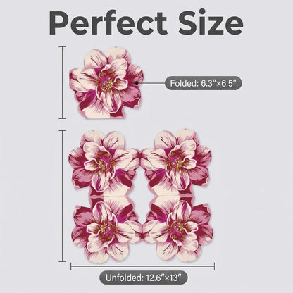 Unique Irregular Shape Printed Flower Paper Napkins Cute Cocktail Napkins 32x33cm/2-Ply/20-Count (Pink)