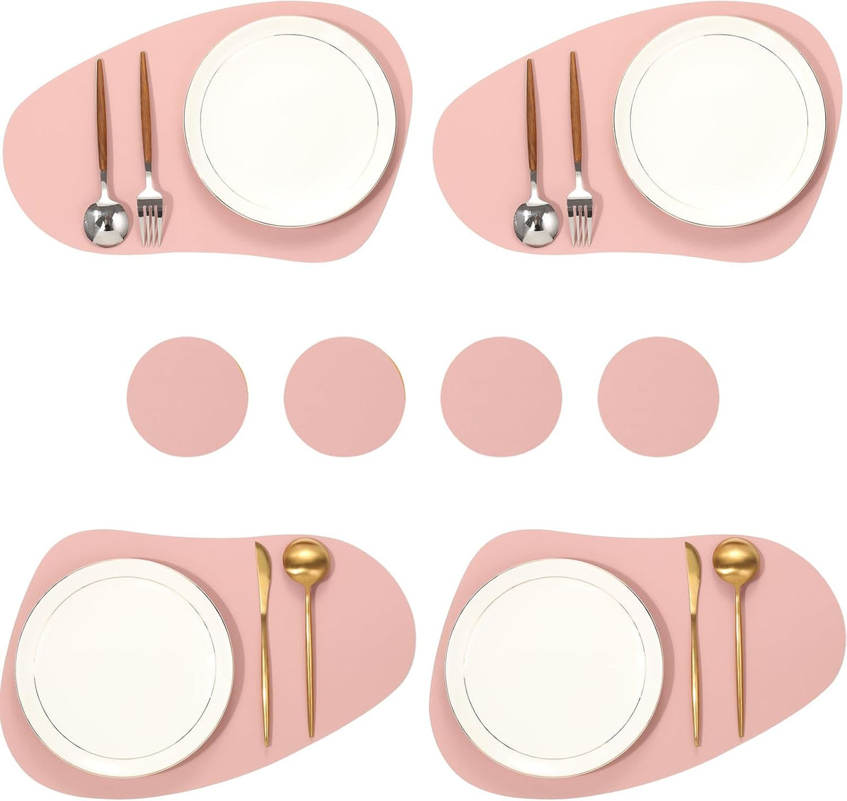 Faux Leather Placemats Set of 8 Heat-Resistant Scratch-Resistant Waterproof