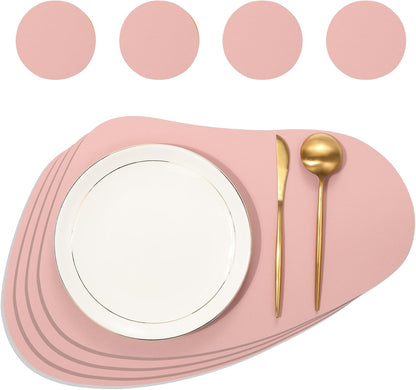 Faux Leather Placemats Set of 8 Heat-Resistant Scratch-Resistant Waterproof