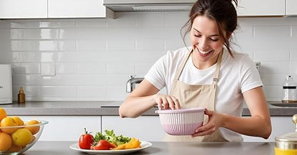 Plastic Mixing Bowls with Lids, 8-Piece Airtight Leak-Proof Nesting BPA-Free Prep Bowl Set for Kitchen & Food Storage, 500ml, 1300ml, 2600ml & 4200ml, Microwave & Dishwasher Safe (Pink)