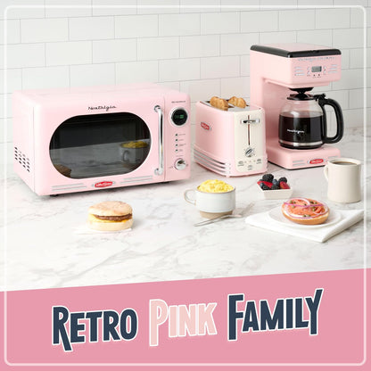 Retro 12-Cup Programmable Coffee Maker With LED Display, Automatic Shut-Off & Keep Warm, Pause-And-Serve Function, Pink