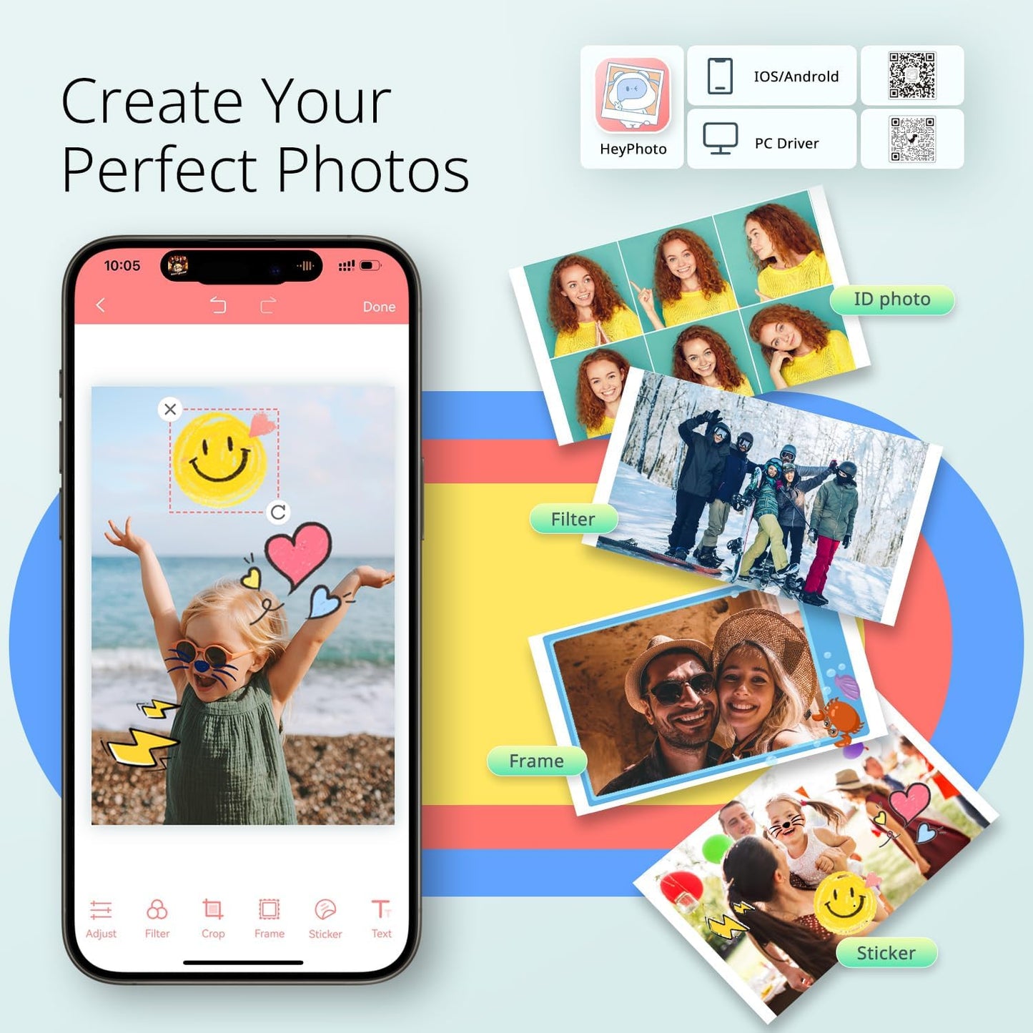 Photo Printer 4x6, Picture Printer with 54 Sheets & 1 Ink Ribbon, Support AR Video Printing, Wi-Fi Connection, Portable Photo Printer for iPhone/Android/Laptop