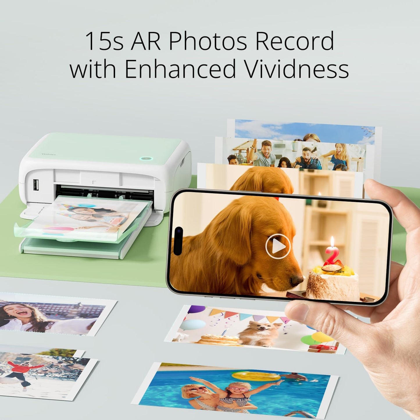 Photo Printer 4x6, Picture Printer with 54 Sheets & 1 Ink Ribbon, Support AR Video Printing, Wi-Fi Connection, Portable Photo Printer for iPhone/Android/Laptop
