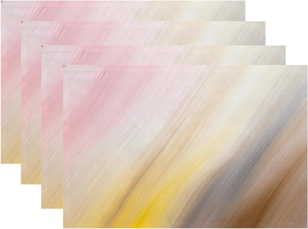 Rose Beige Decorative Placemats, Textured Stripes Lines Light Coral Pink Modern Woven Burlap Modern Placemats for Dining Table Kitchen Farmhouse Wedding Decor Indoor Set of 4