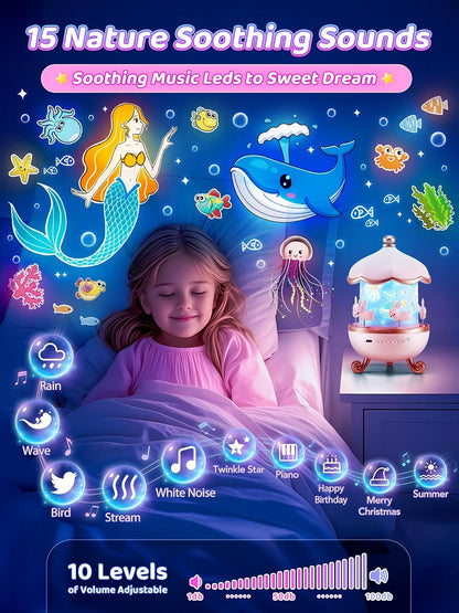 Carousel Night Light for Kids,15 Sounds&15 Films Star Projector,Gifts
